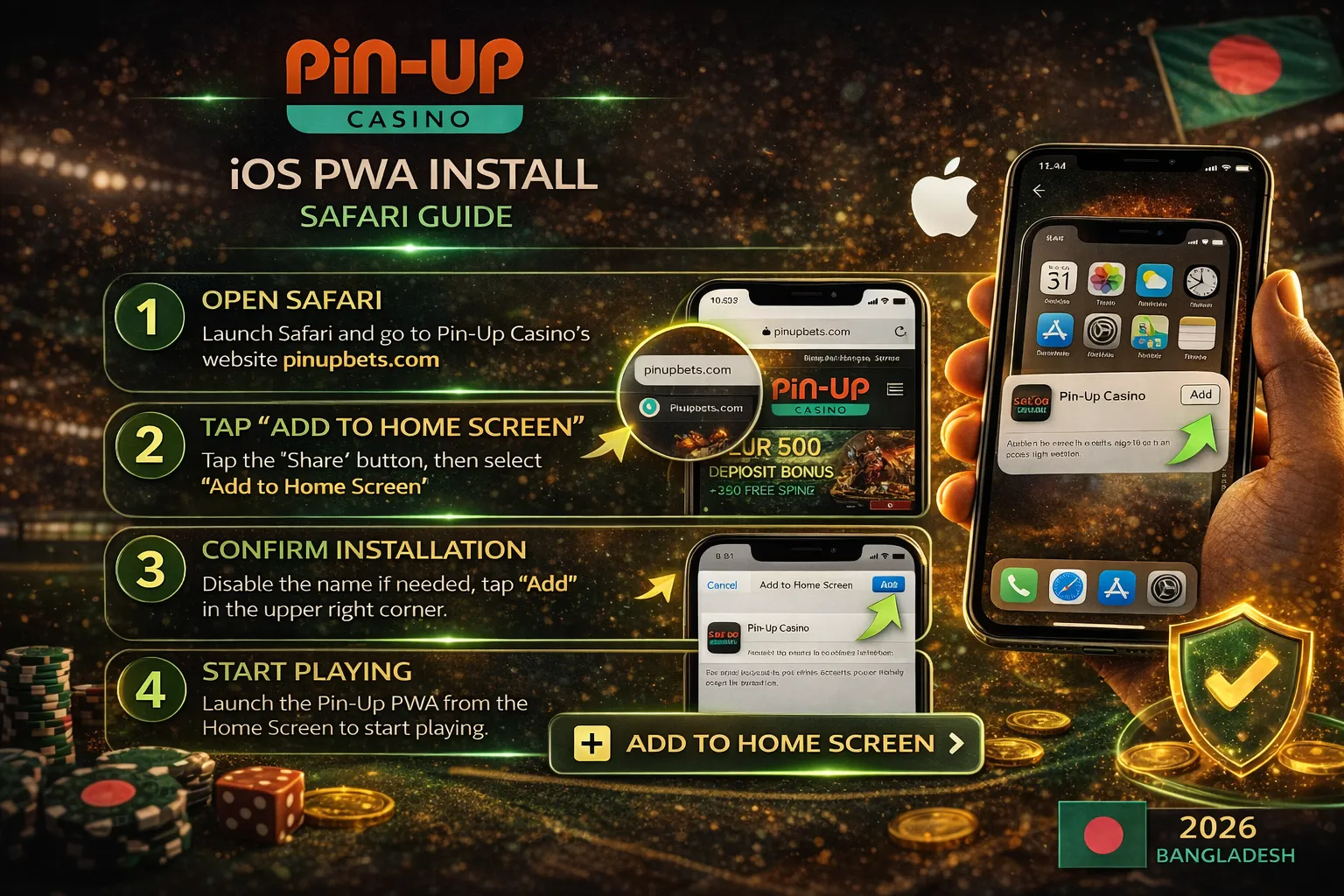 পিন আপ iOS iPhone PWA ইনস্টলেশন